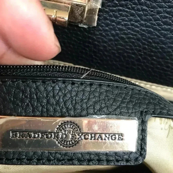 Bob Mackie Black Handbag with Double Handle and Crossbody/Shoulder Strap. - Picture 10 of 11